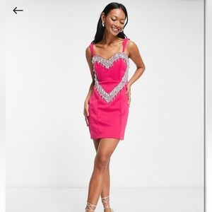 ASOS DESIGN heart embellished mini dress (SOLD OUT NWT)